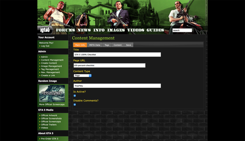 iGTA5.com: Content Management