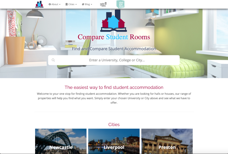 Compare Student Rooms: Home Page