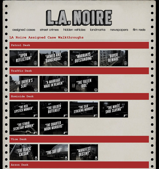 LA Noire: Content Listing